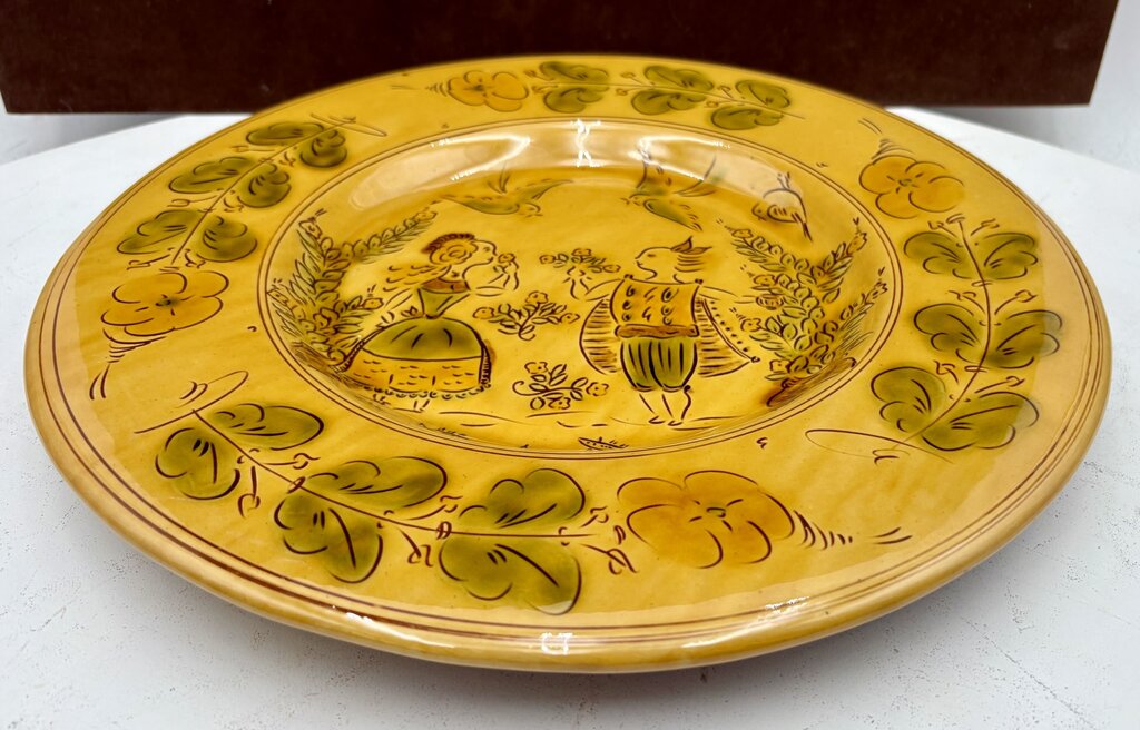 Souleo Terre E Provence for Pastis & Co. "Happy Couple" Pottery Round Platter 14"