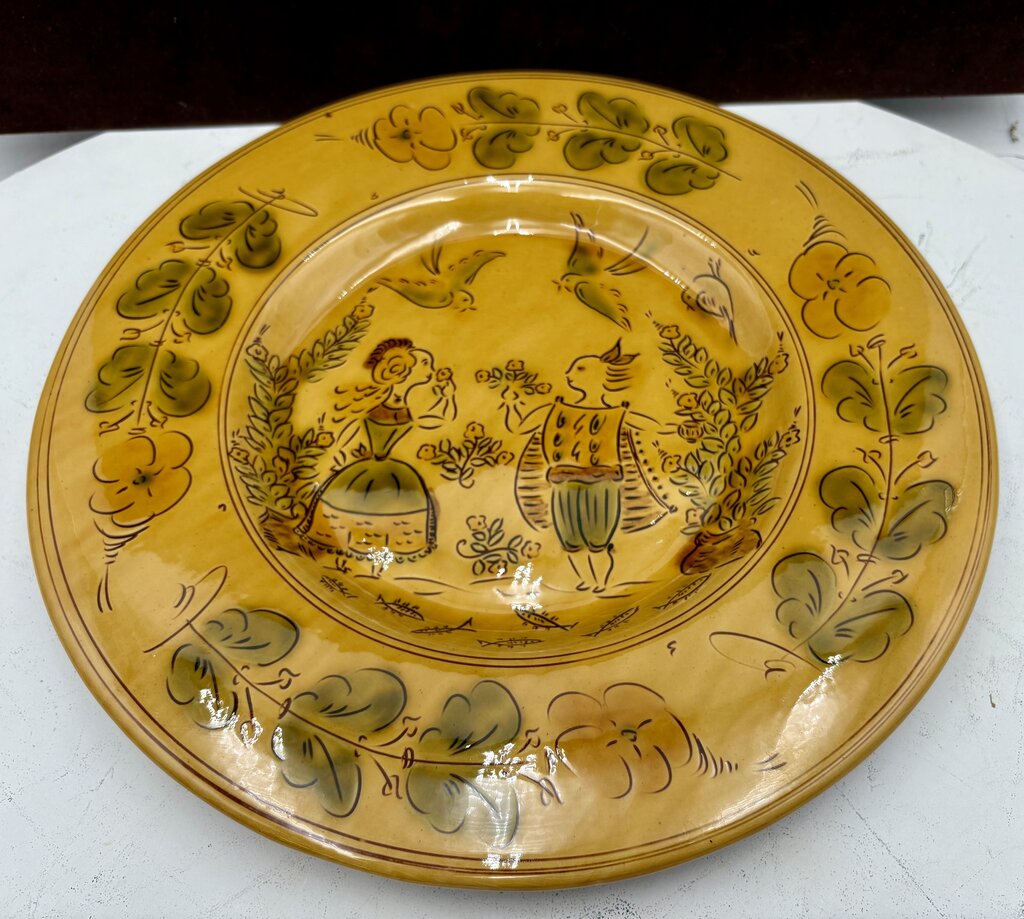 Souleo Terre E Provence for Pastis & Co. "Happy Couple" Pottery Round Platter 14"
