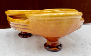 Romancing Provence France Ceramic Yellow Drip Glazed Triple Cup Sauce Condiment Caddy