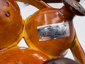 Romancing Provence France Ceramic Yellow Drip Glazed Triple Cup Sauce Condiment Caddy