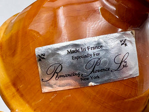 Romancing Provence France Ceramic Yellow Drip Glazed Triple Cup Sauce Condiment Caddy