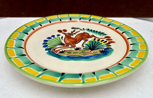 Gorky Gonzalez Mexican Talavera Majolica Leaping Deer Plate 10"