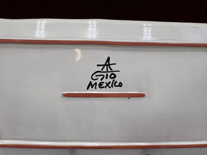 Gorky Gonzalez Mexican Talavera Majolica Leaping Deer 2 Handled Serving Tray15"