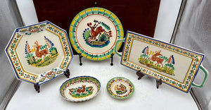 Gorky Gonzalez Mexican Talavera Majolica Leaping Deer 2 Handled Serving Tray15"