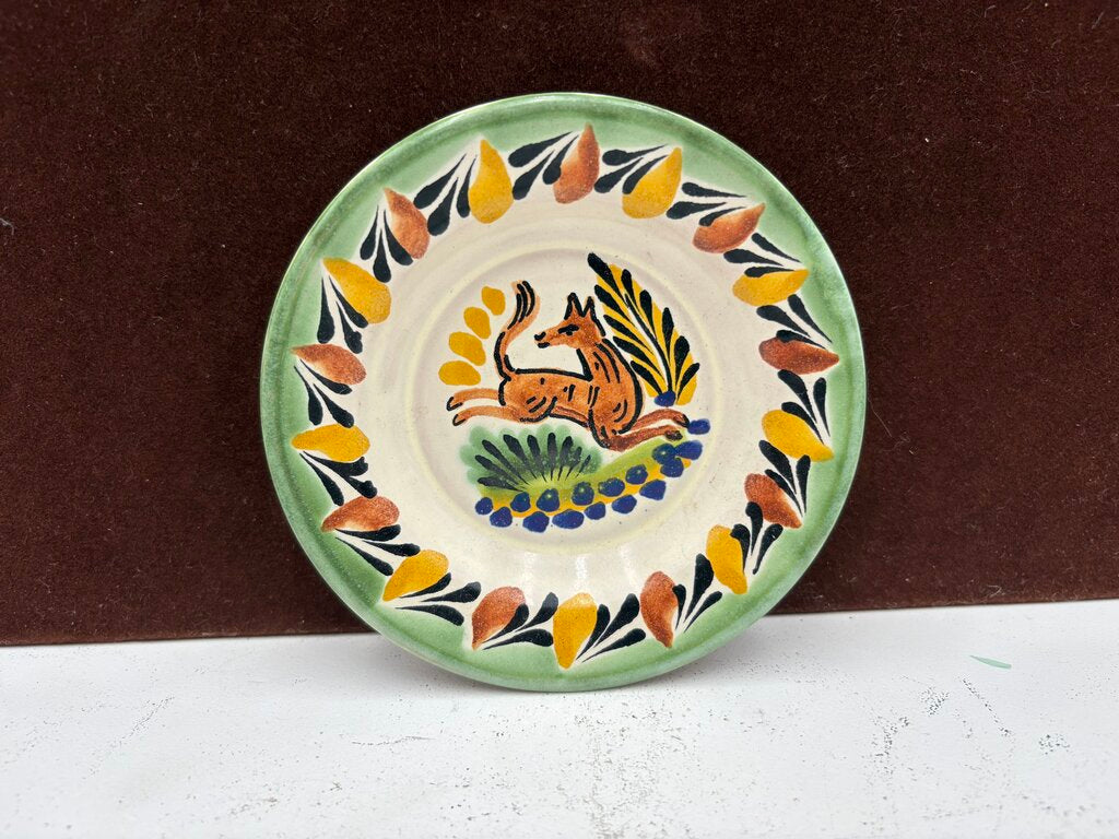 Gorky Gonzalez Mexican Talavera Majolica Fox Small Dish 4.5"
