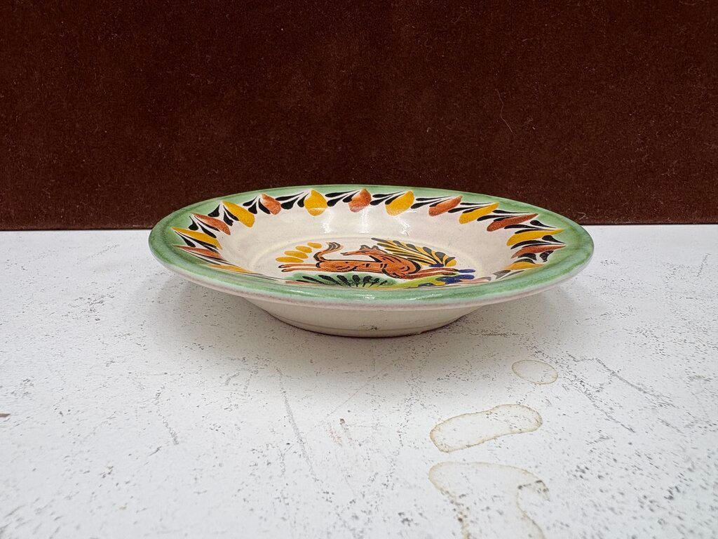 Gorky Gonzalez Mexican Talavera Majolica Fox Small Dish 4.5"