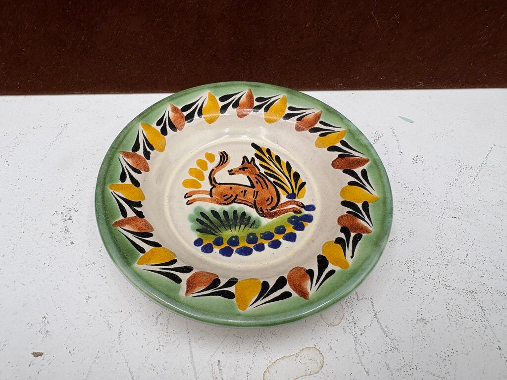 Gorky Gonzalez Mexican Talavera Majolica Fox Small Dish 4.5"