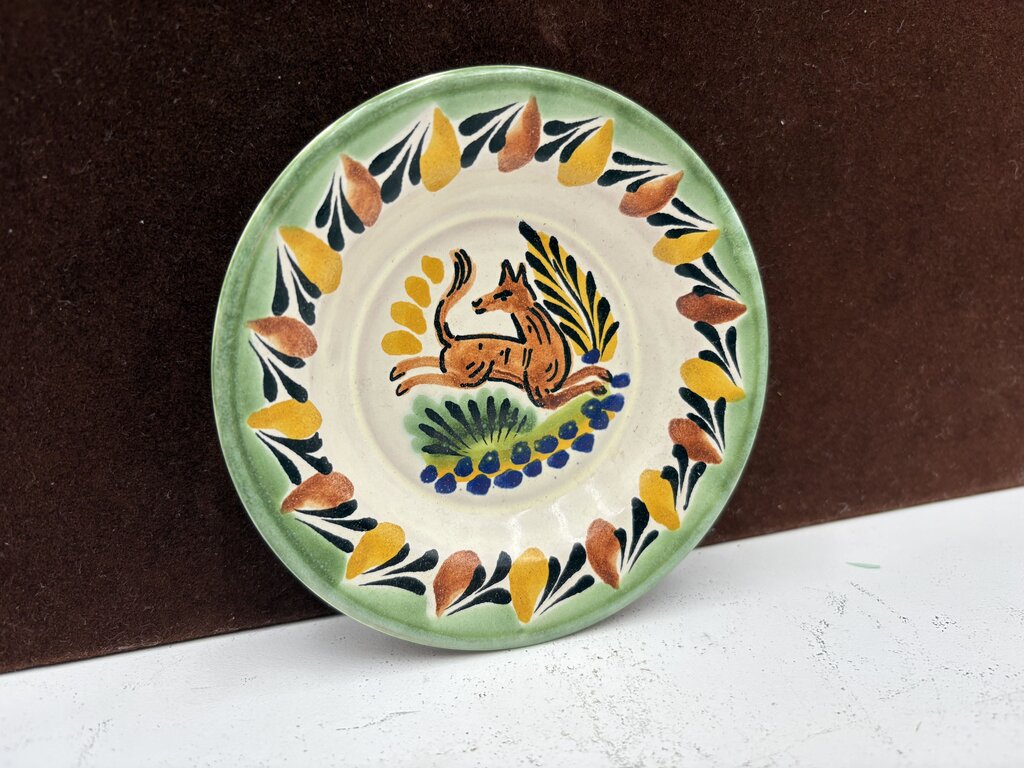 Gorky Gonzalez Mexican Talavera Majolica Fox Small Dish 4.5"