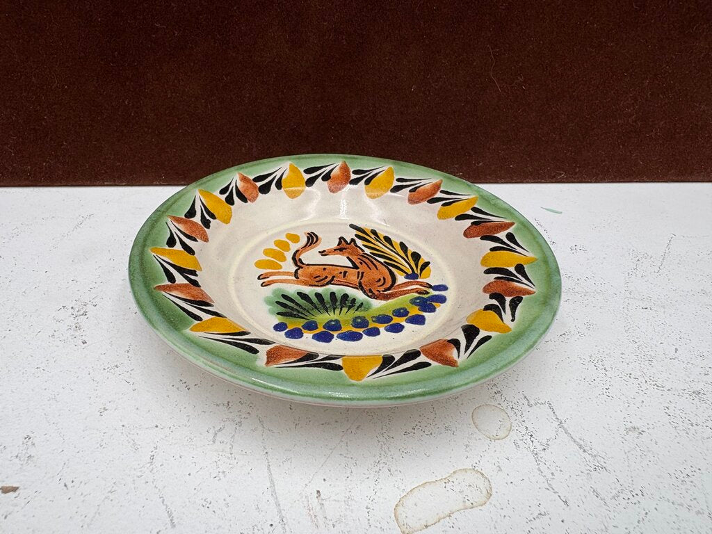 Gorky Gonzalez Mexican Talavera Majolica Fox Small Dish 4.5"