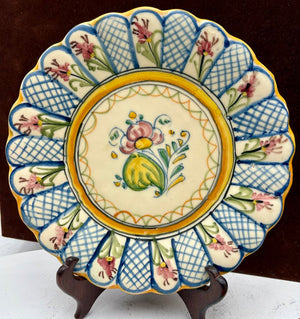Mave Talavera Mexican Pottery Flower XIV Scalloped Edge Plate 9"