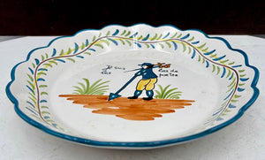 Nazari Portugal Casafina Pottery French Revolution Series by Claudia " ..Tired of Carrying Them" Scalloped Edge Plate 9.75"