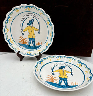 Nazari Portugal Casafina Pottery French Revolution Series by Claudia " Live Free or Die" Scalloped Edge Plate 9.75"