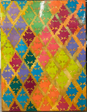 Kim L. Kurdish Style Pattern Clear Coated Oil on Canvas Painting 2010