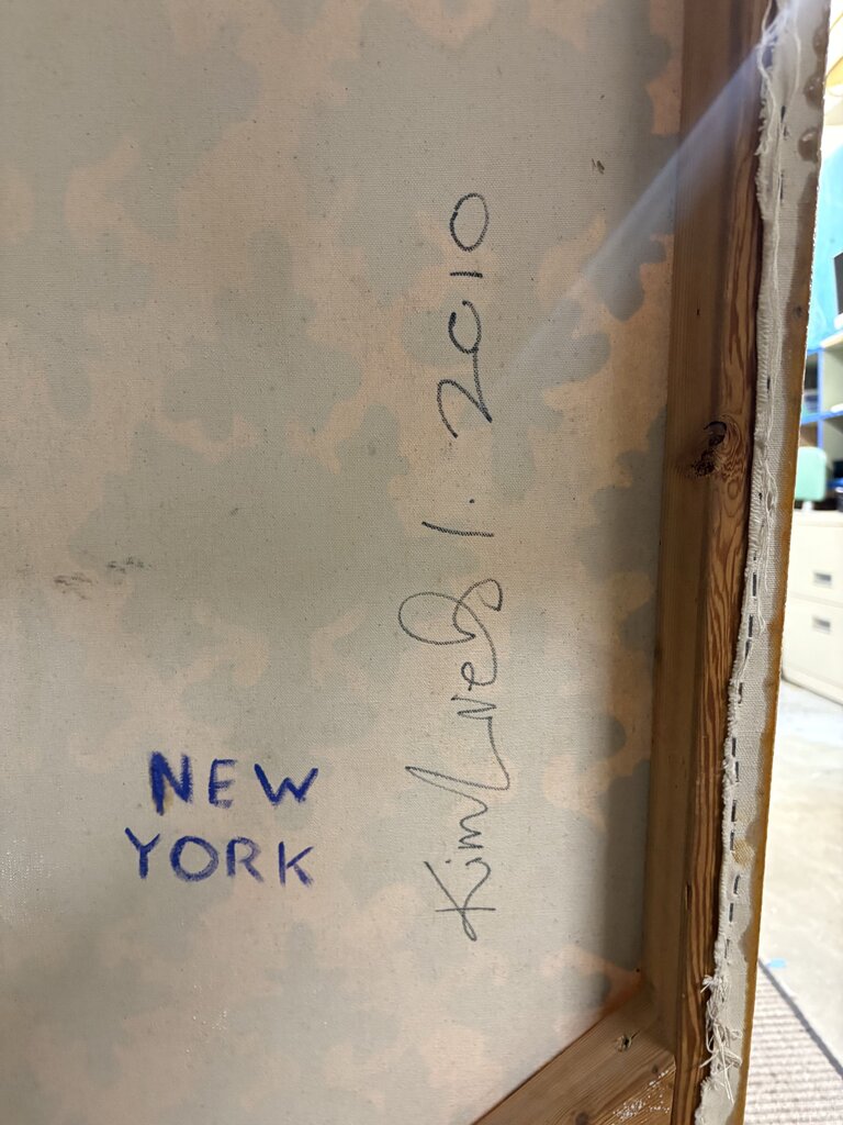 Kim L. Kurdish Style Pattern Clear Coated Oil on Canvas Painting 2010 by Miss Daisy's Consignment & Auction House