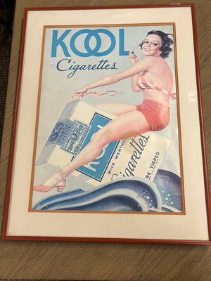 Vintage Kool Cigarette Ad Pin Up Girl E.K. Bergey 14x19