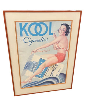 Vintage Kool Cigarette Ad Pin Up Girl E.K. Bergey 14x19