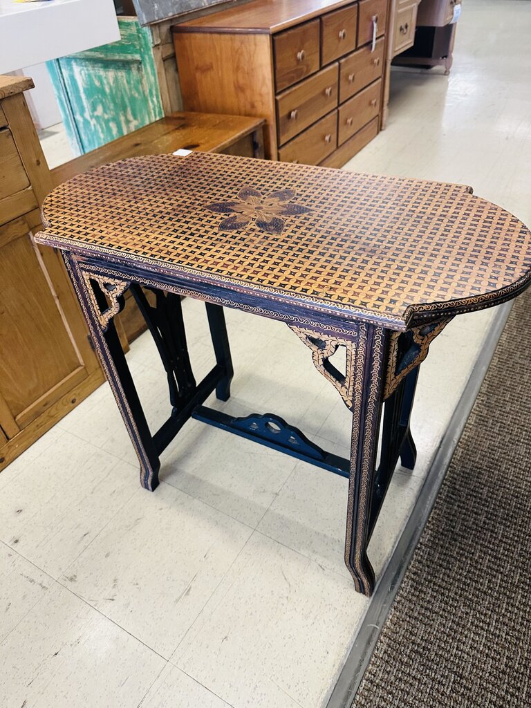 Vintage Wooden Inlay Accent Table 15x31x27