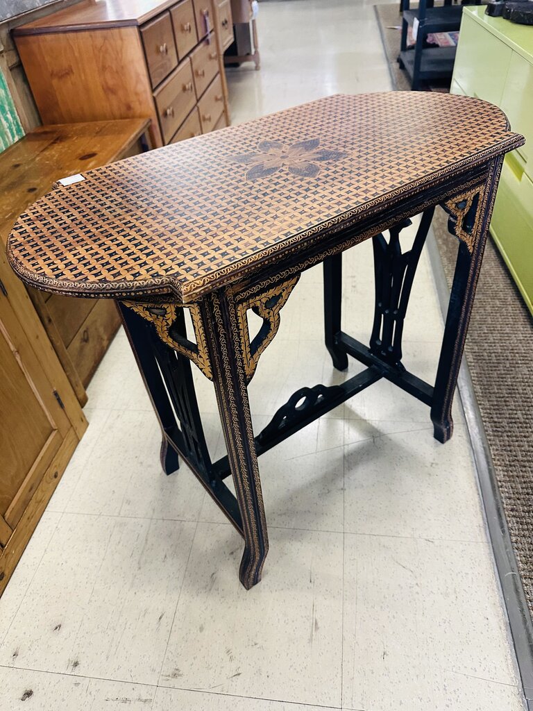 Vintage Wooden Inlay Accent Table 15x31x27