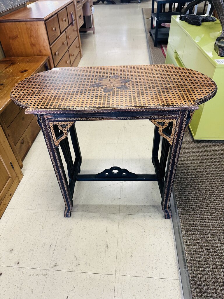 Vintage Wooden Inlay Accent Table 15x31x27