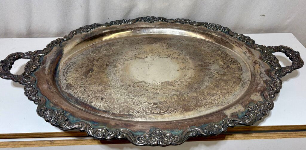 Poole Sliver Co. E.P.C. 40C 26 Lancaster Rose Footed Serving Tray