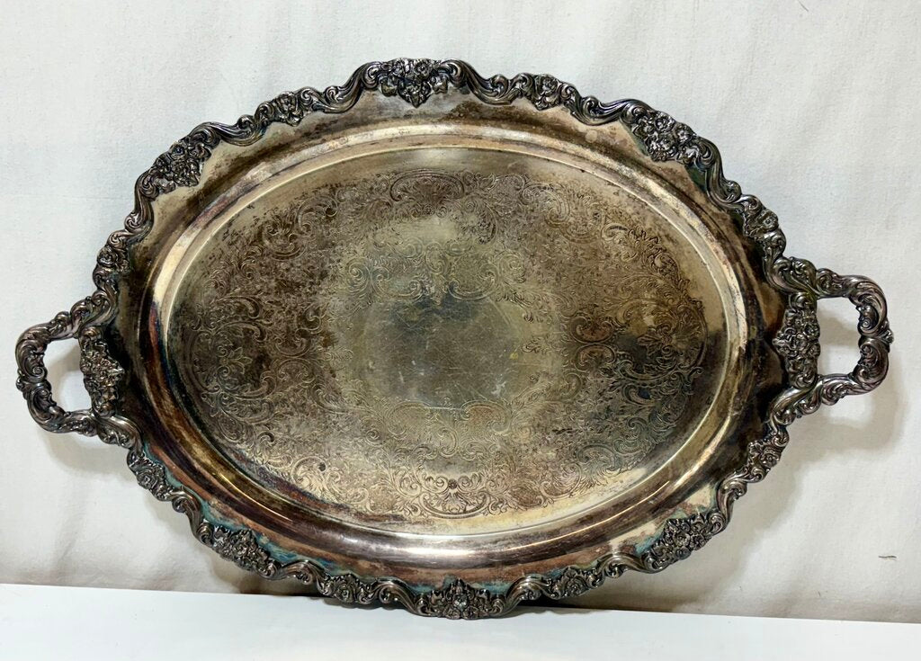 Poole Sliver Co. E.P.C. 40C 26 Lancaster Rose Footed Serving Tray