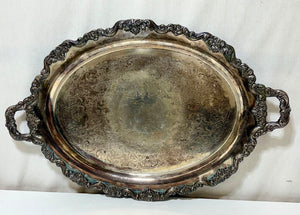 Poole Sliver Co. E.P.C. 40C 26 Lancaster Rose Footed Serving Tray