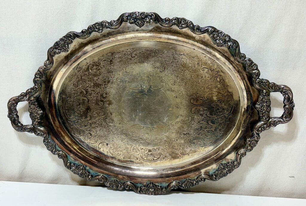 Poole Sliver Co. E.P.C. 40C 26 Lancaster Rose Footed Serving Tray