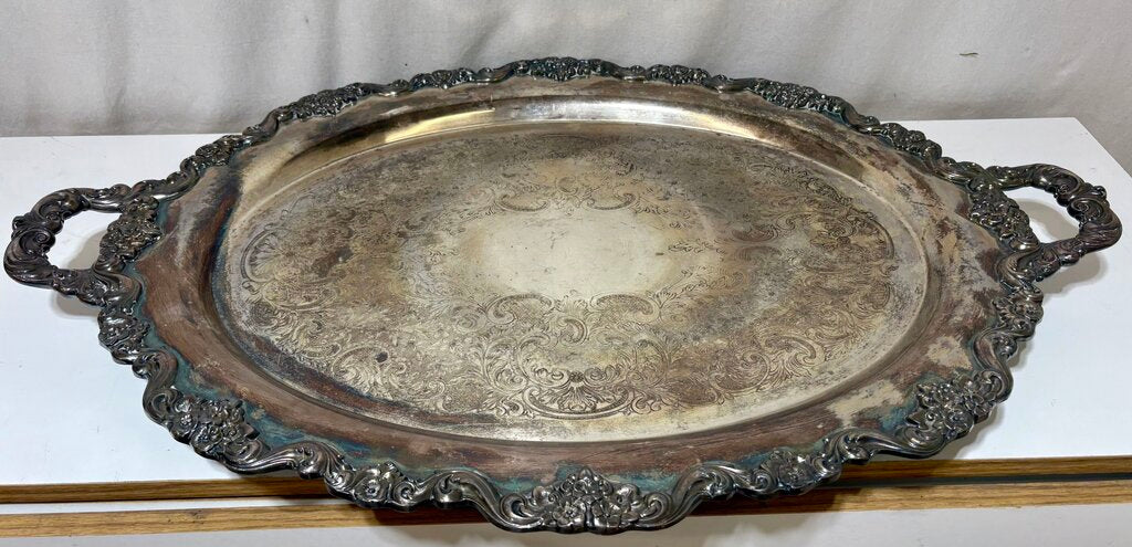 Poole Sliver Co. E.P.C. 40C 26 Lancaster Rose Footed Serving Tray