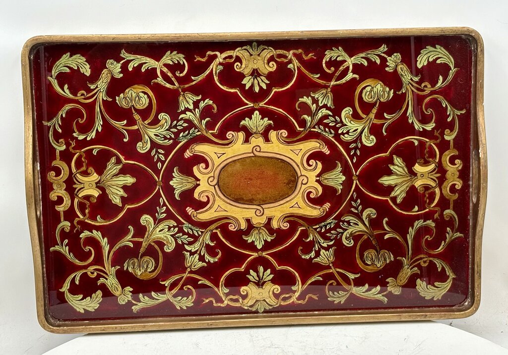Atelier Style Jardin Du Luxembourg Italian Baroque Style Glass Bottom Serving Tray