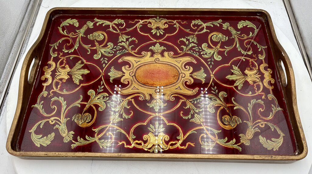 Atelier Style Jardin Du Luxembourg Italian Baroque Style Glass Bottom Serving Tray
