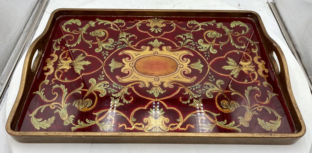 Atelier Style Jardin Du Luxembourg Italian Baroque Style Glass Bottom Serving Tray