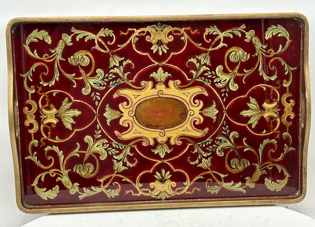 Atelier Style Jardin Du Luxembourg Italian Baroque Style Glass Bottom Serving Tray
