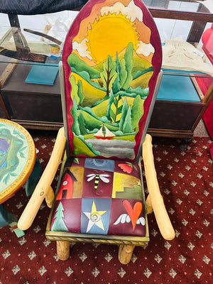 Sticks Leather Seat Chairs + Table