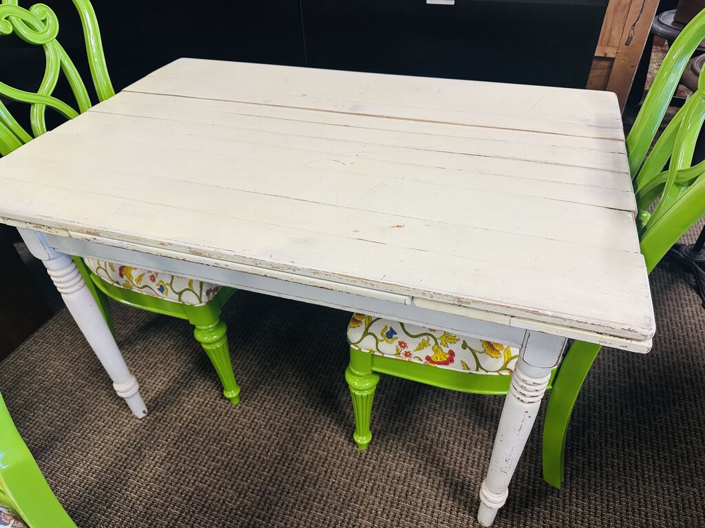 White Farmhouse Extendable Dining Table 34x38x30