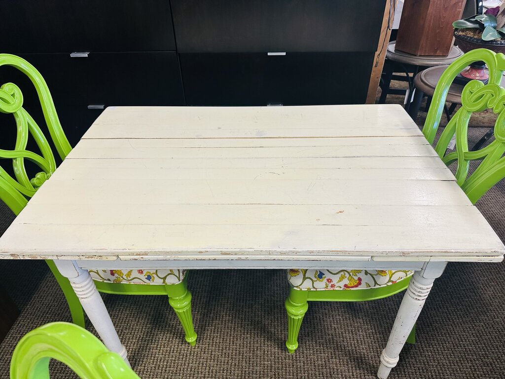 White Farmhouse Extendable Dining Table 34x38x30