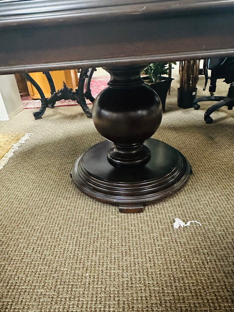 Oval Pedestal Dining Table + 2 Leaves (w/ glass top)