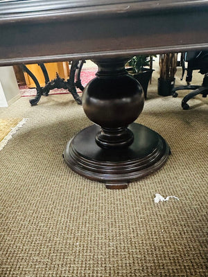 Oval Pedestal Dining Table + 2 Leaves (w/ glass top)