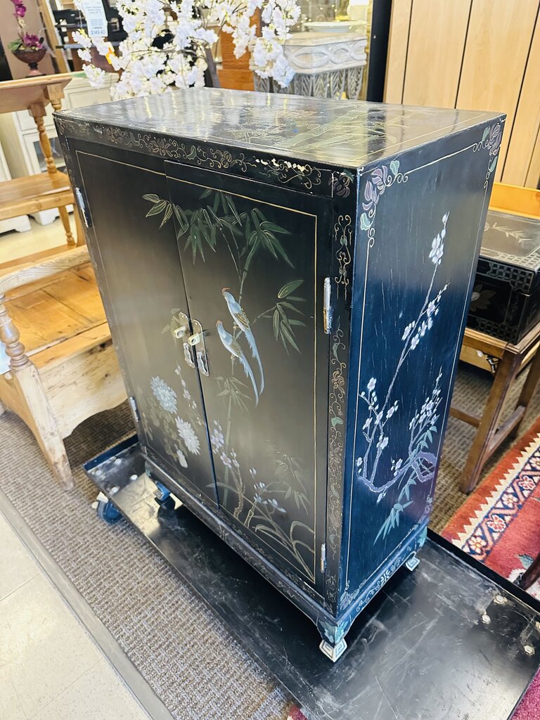 Chinese Black Lacquered Cabinet 24x12x36