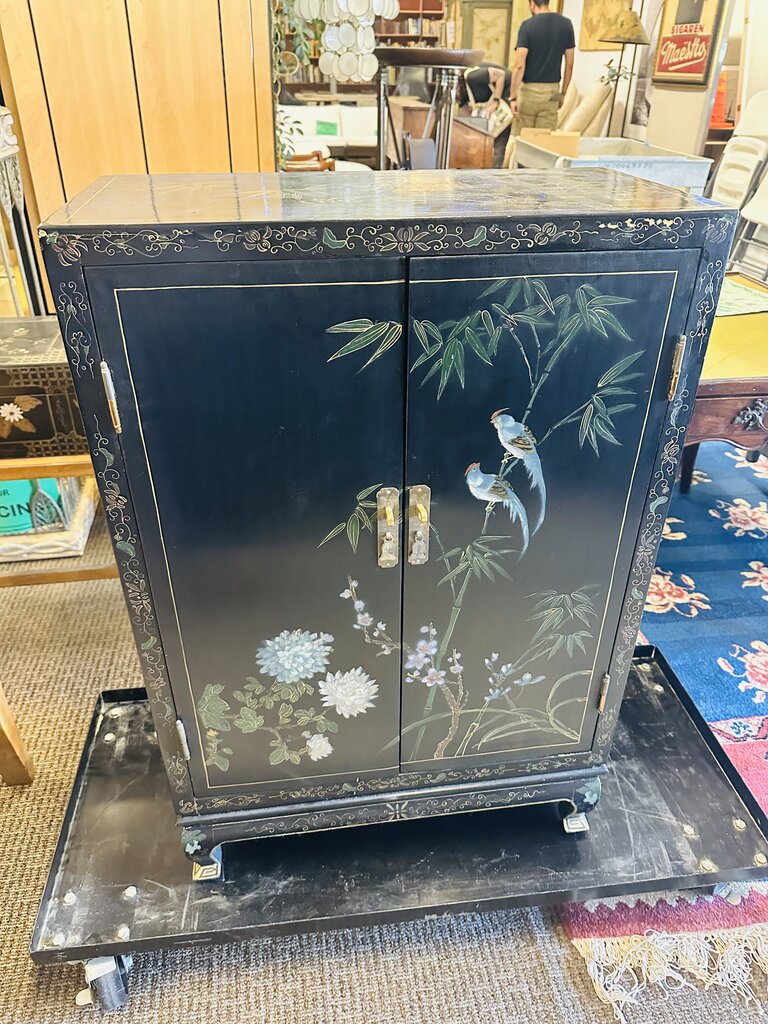 Chinese Black Lacquered Cabinet 24x12x36