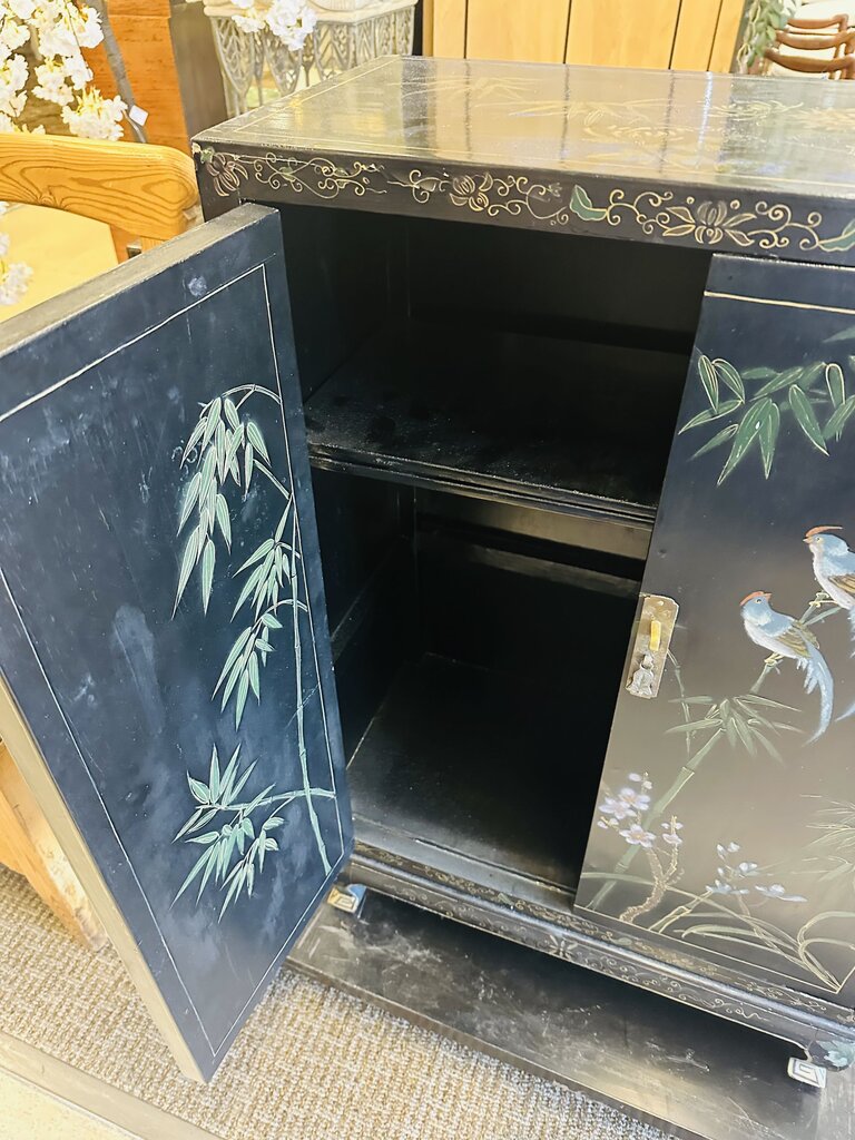 Chinese Black Lacquered Cabinet 24x12x36