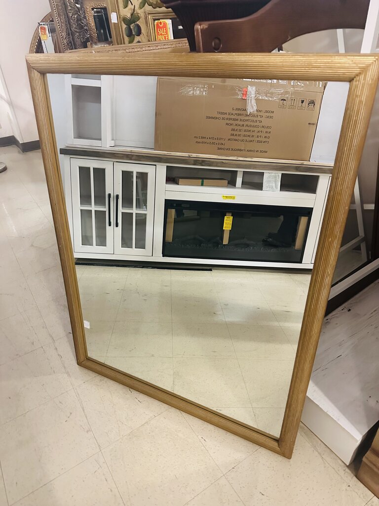 Reeded Wood Frame Mirror 36x47