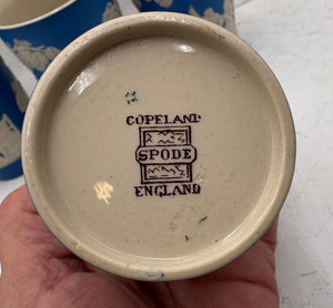 Antique Copeland Spode England Blue Sprigged Tavern Scene Jasperware Pitcher & Tumbler Set (13pcs)