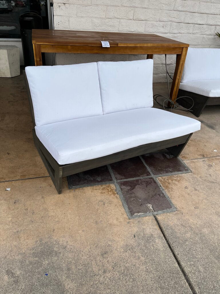 Noble House Sherwood Outdoor Acacia Wood Loveseat Dark Gray