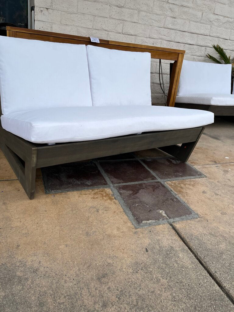 Noble House Sherwood Outdoor Acacia Wood Loveseat Dark Gray