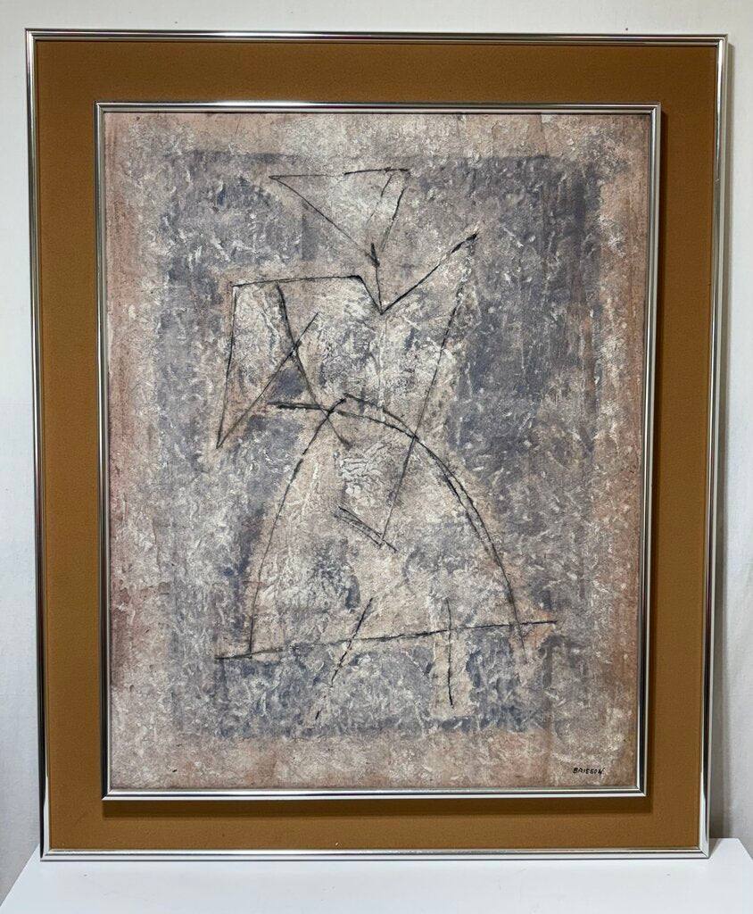 Pierre Marie Brisson Original Abstract Figural Mixed Media Painting Signed (b)