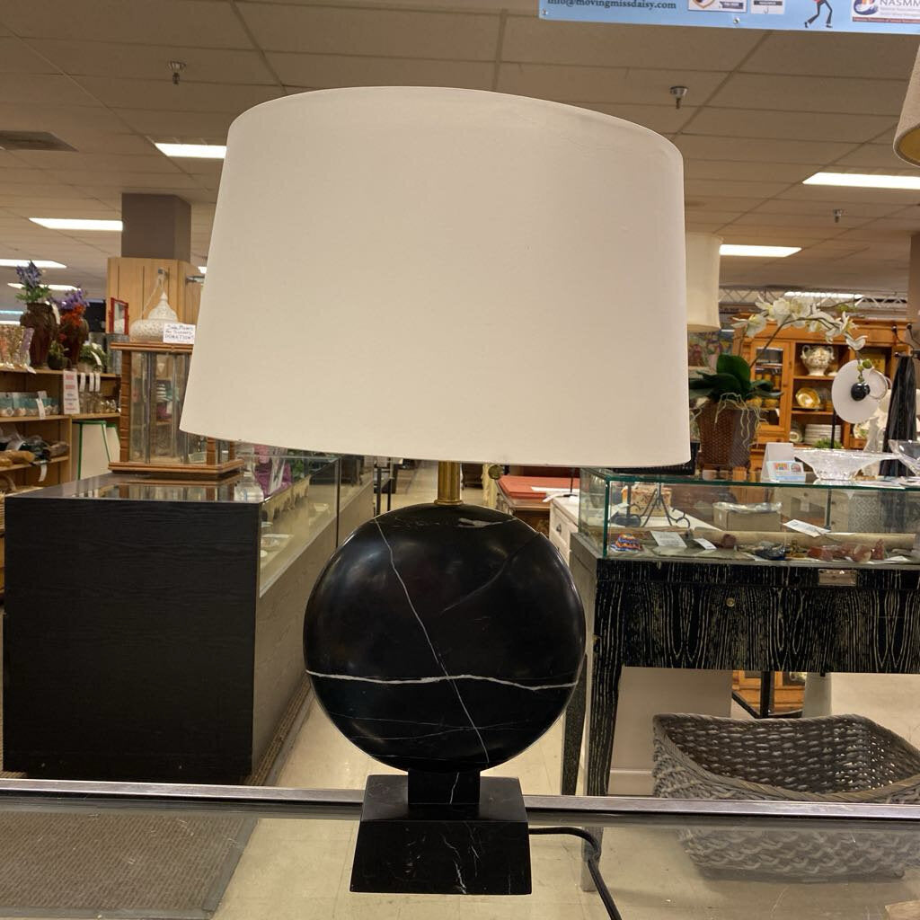 Solid Black Marble Table Lamp