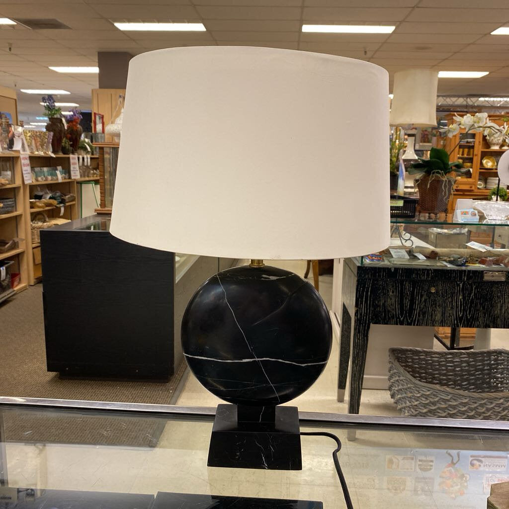 Solid Black Marble Table Lamp