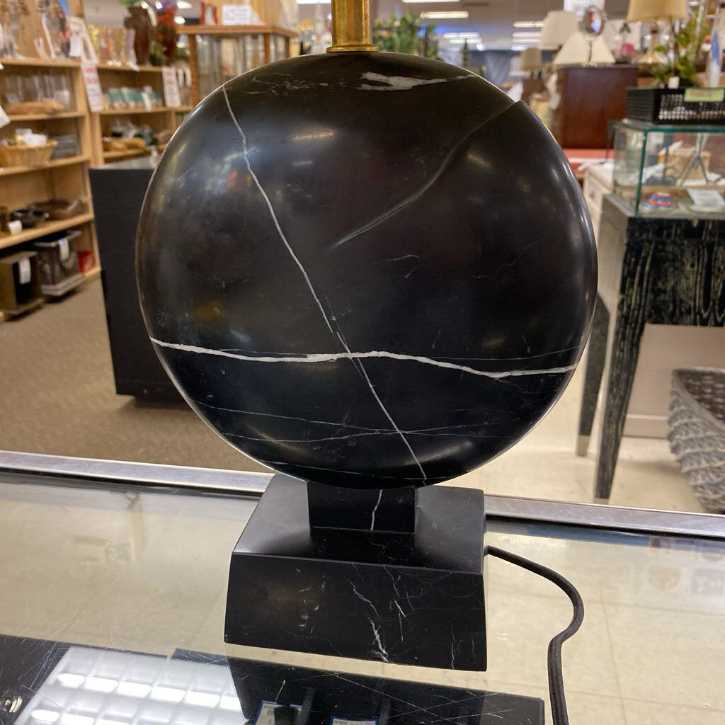 Solid Black Marble Table Lamp