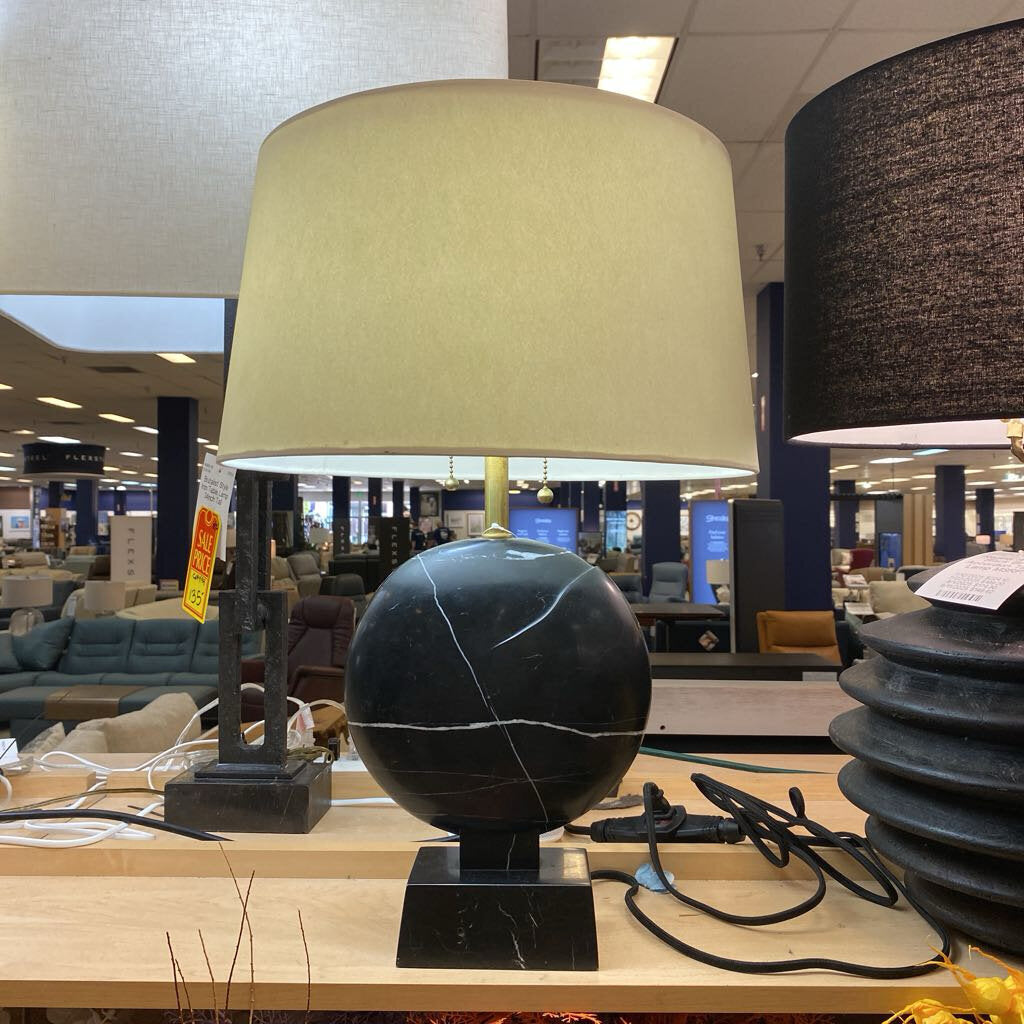 Solid Black Marble Table Lamp