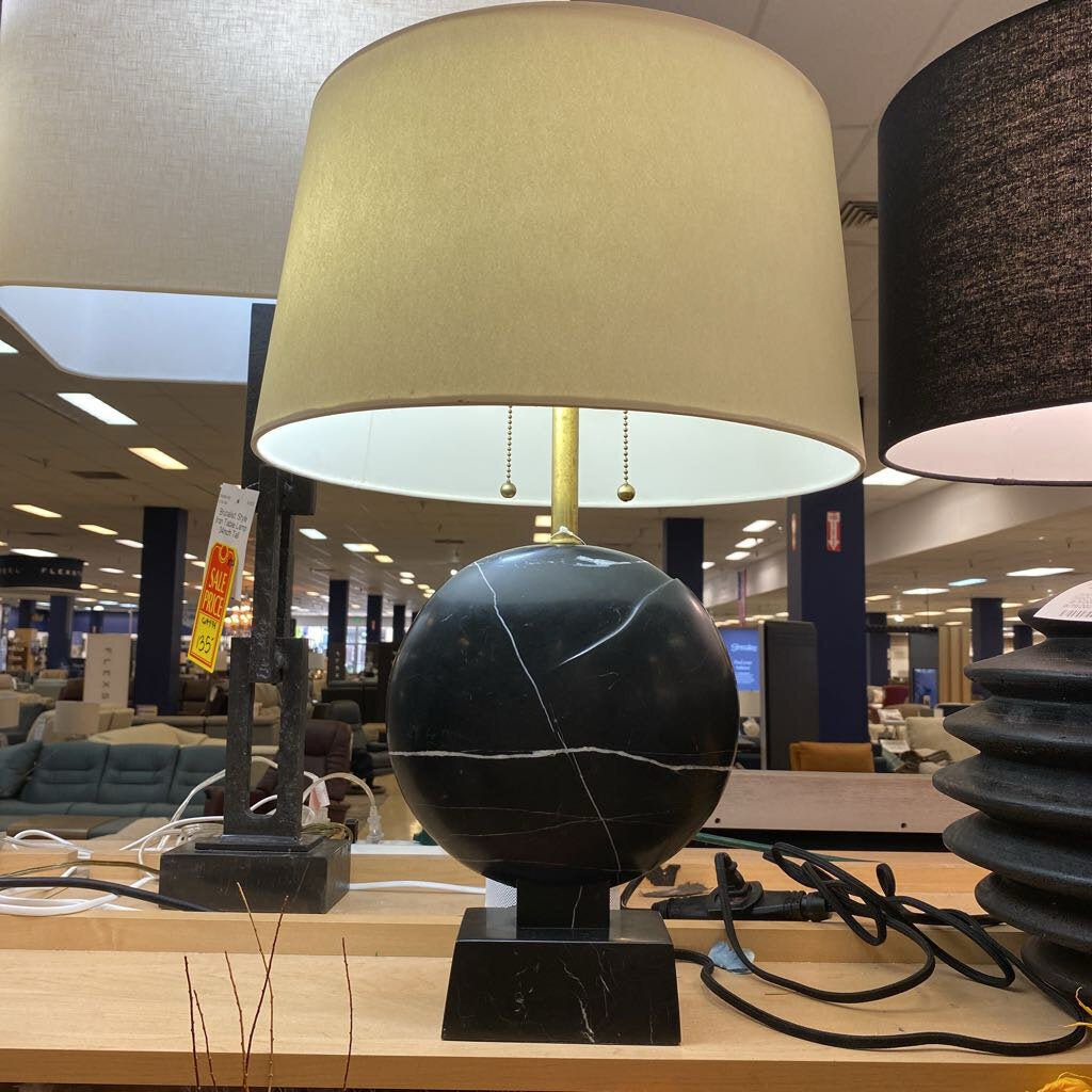 Solid Black Marble Table Lamp